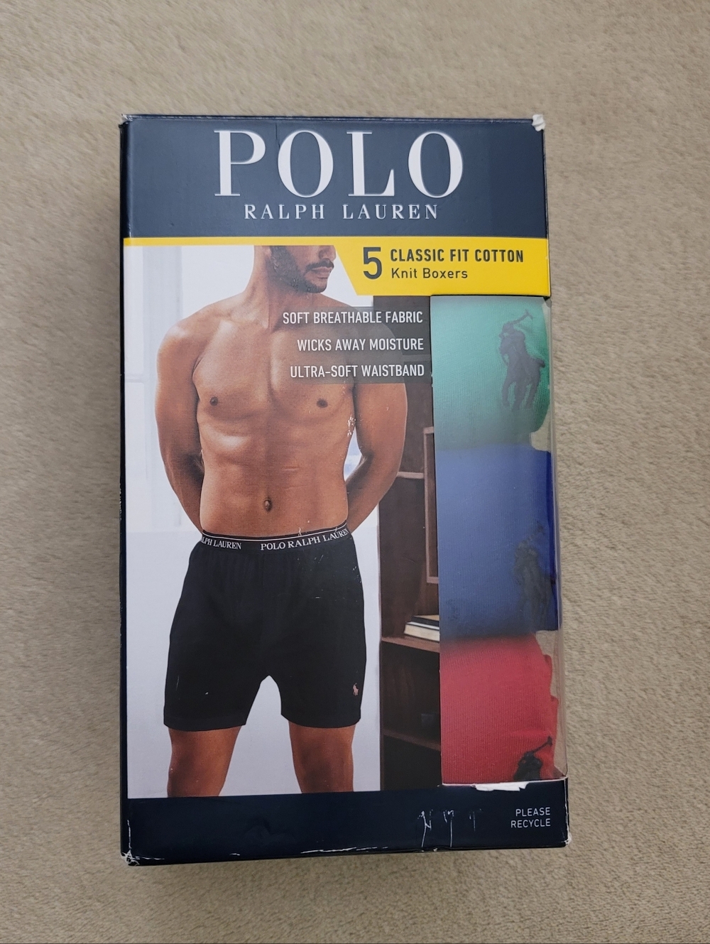 Polo Ralph Lauren Men 5 Classic Fit Knit Boxers Cotton Size Small (Multi-Color)
